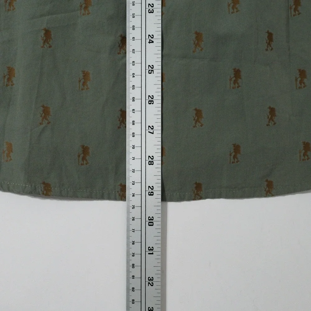 The North Face Shirt Mens Medium Green Short Sleeve Button All Over Print